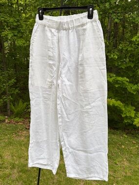 Alembika White 100% Linen Pant Size US 4/6